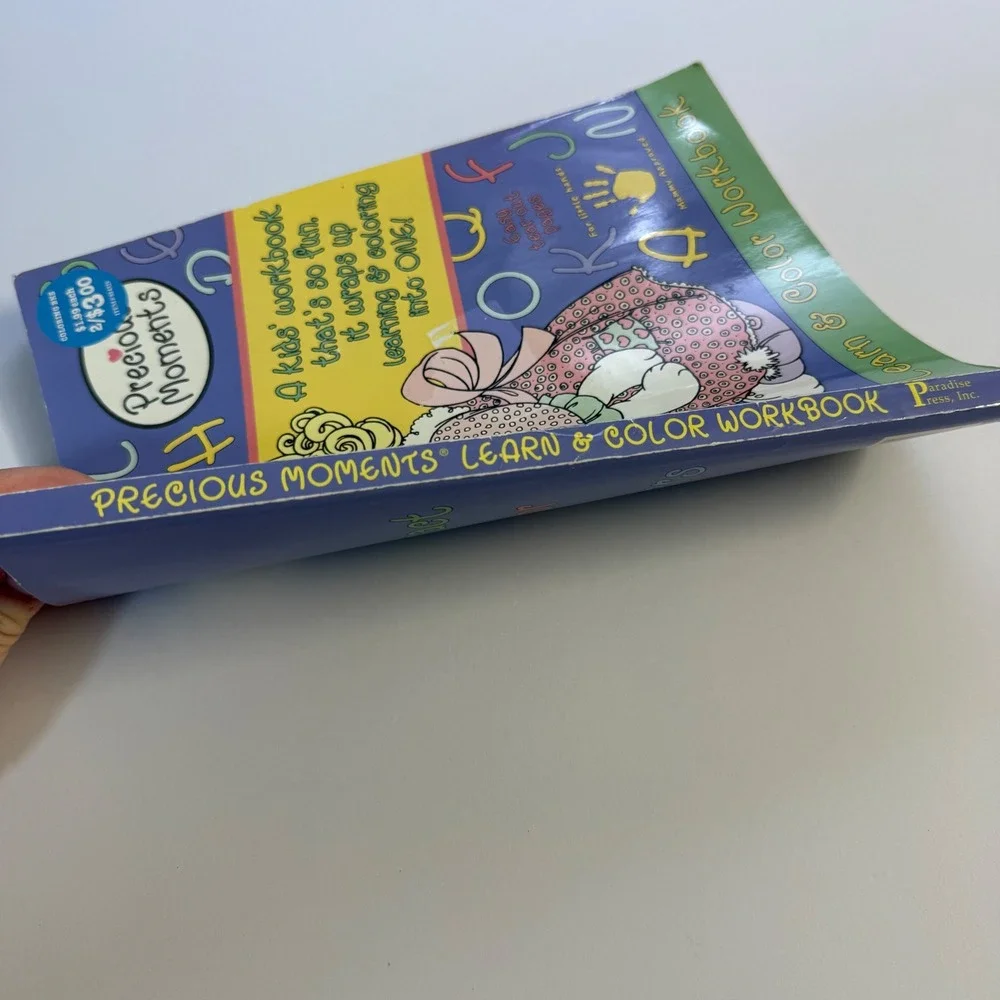 Vintage Y2K Precious moments learn & color coloring work book toddler pre school